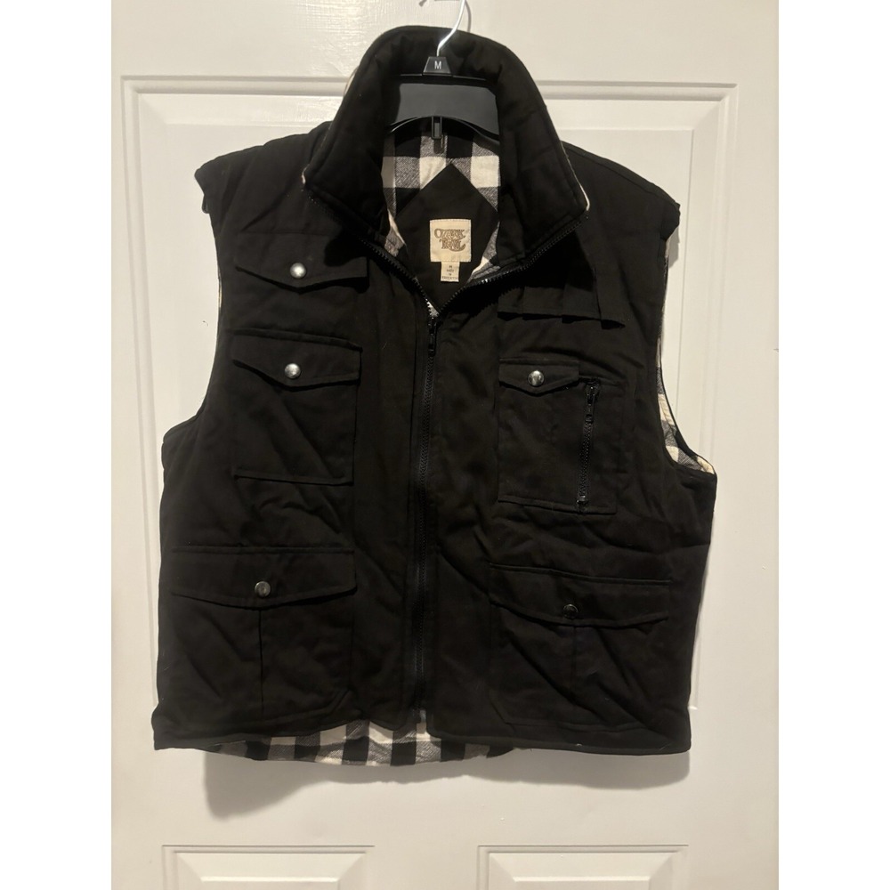 Ozark Trail Puff Winter‎ Vest Women's Size M Black White Check Flannel